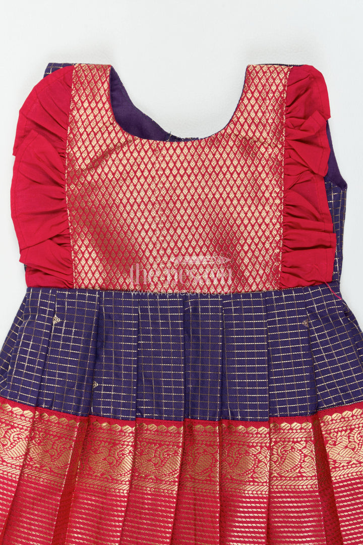 The Nesavu Girls Kanchi Silk Frock Girls Kanchi Silk Frock in Blue for Special Functions Nesavu Nesavu Girls Kanchi Silk Frock In Blue For Parties And Memorable