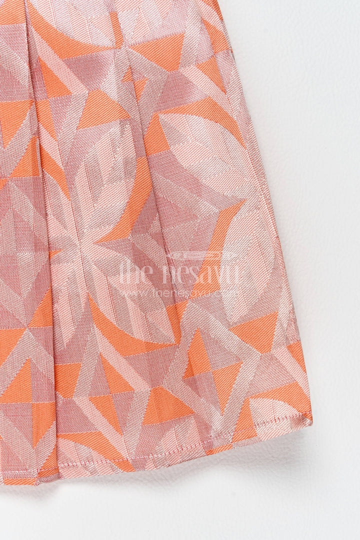 The Nesavu Girls Kanchi Silk Frock Girls Kanchi Silk Frock in Peach with Woven Texture Nesavu Nesavu Girls Kanchi Silk Frock With Woven Texture For Weddings