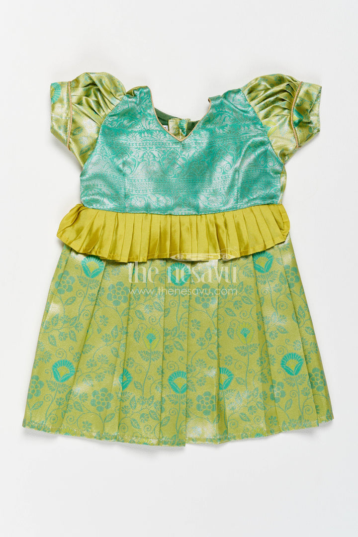 The Nesavu Girls Kanchi Silk Frock Girls Kanchi Silk Frock in Turquoise for Party Memories Nesavu 12 (3M) / Turquoise / Style 7 KSF083AG-12 Nesavu Girls Kanchi Silk Frock In Turquoise For Parties And Memorable KSF083AG-12