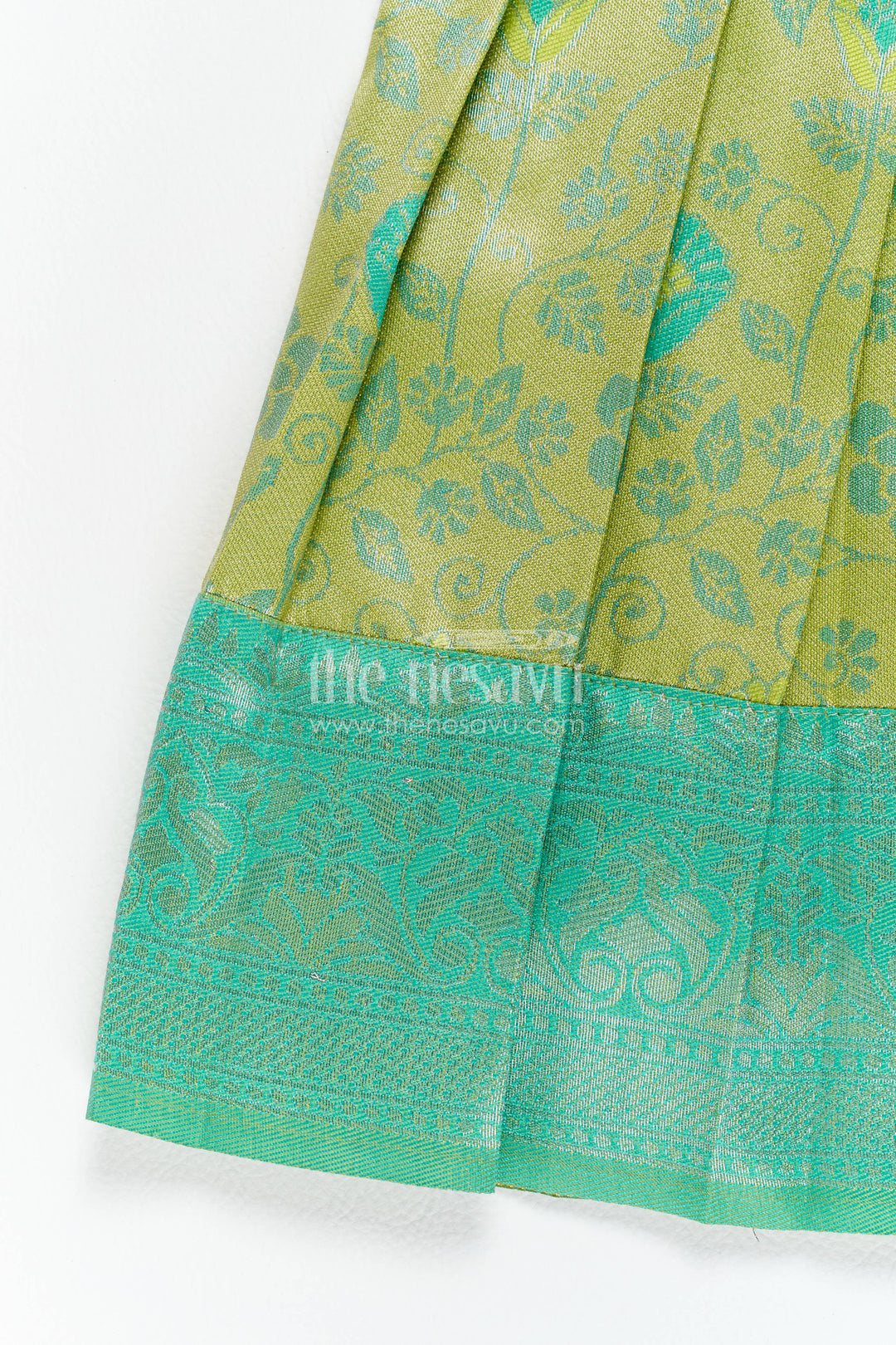 The Nesavu Girls Kanchi Silk Frock Girls Kanchi Silk Frock in Turquoise for Party Memories Nesavu Nesavu Girls Kanchi Silk Frock In Turquoise For Parties And Memorable