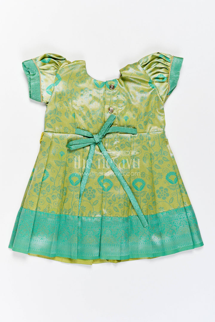 The Nesavu Girls Kanchi Silk Frock Girls Kanchi Silk Frock in Turquoise for Party Memories Nesavu Nesavu Girls Kanchi Silk Frock In Turquoise For Parties And Memorable