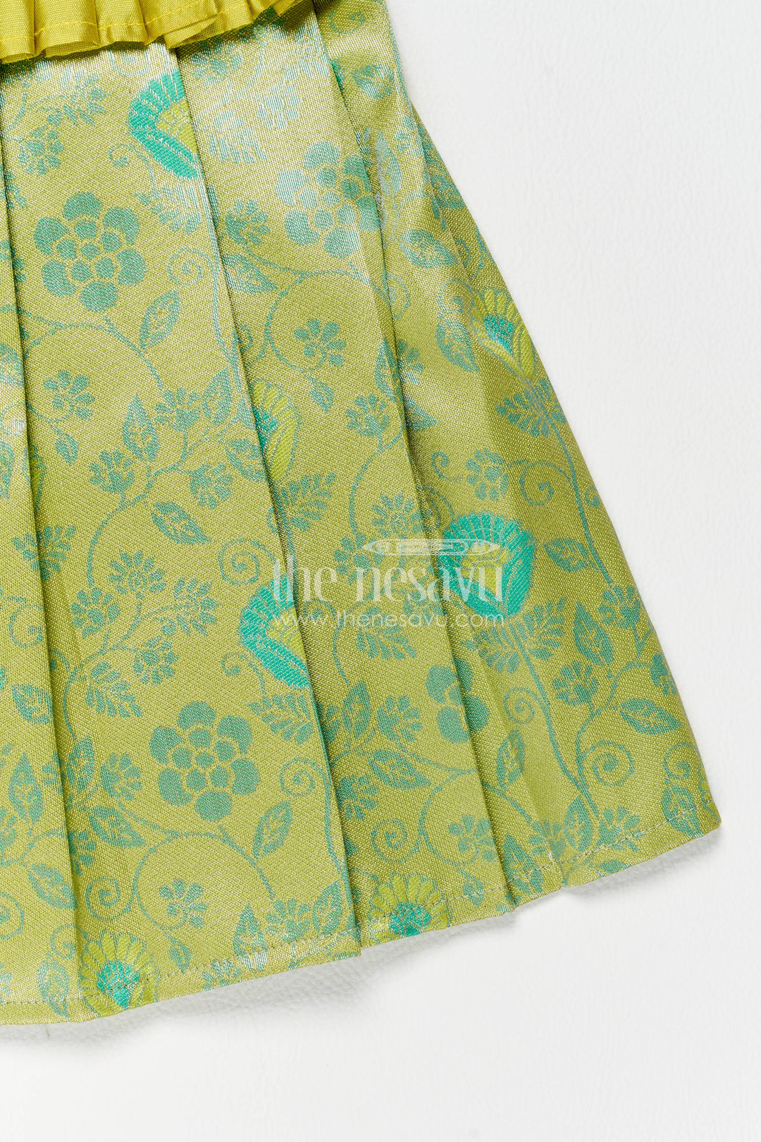 The Nesavu Girls Kanchi Silk Frock Girls Kanchi Silk Frock in Turquoise for Party Memories Nesavu Nesavu Girls Kanchi Silk Frock In Turquoise For Parties And Memorable