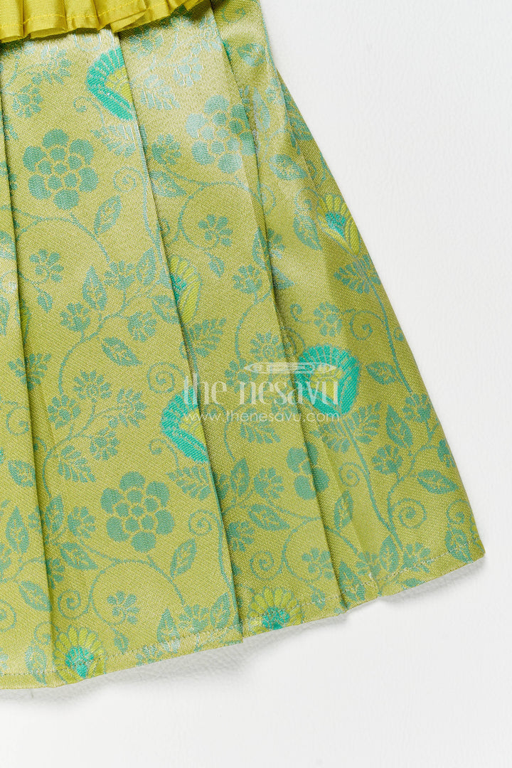 The Nesavu Girls Kanchi Silk Frock Girls Kanchi Silk Frock in Turquoise for Party Memories Nesavu Nesavu Girls Kanchi Silk Frock In Turquoise For Parties And Memorable