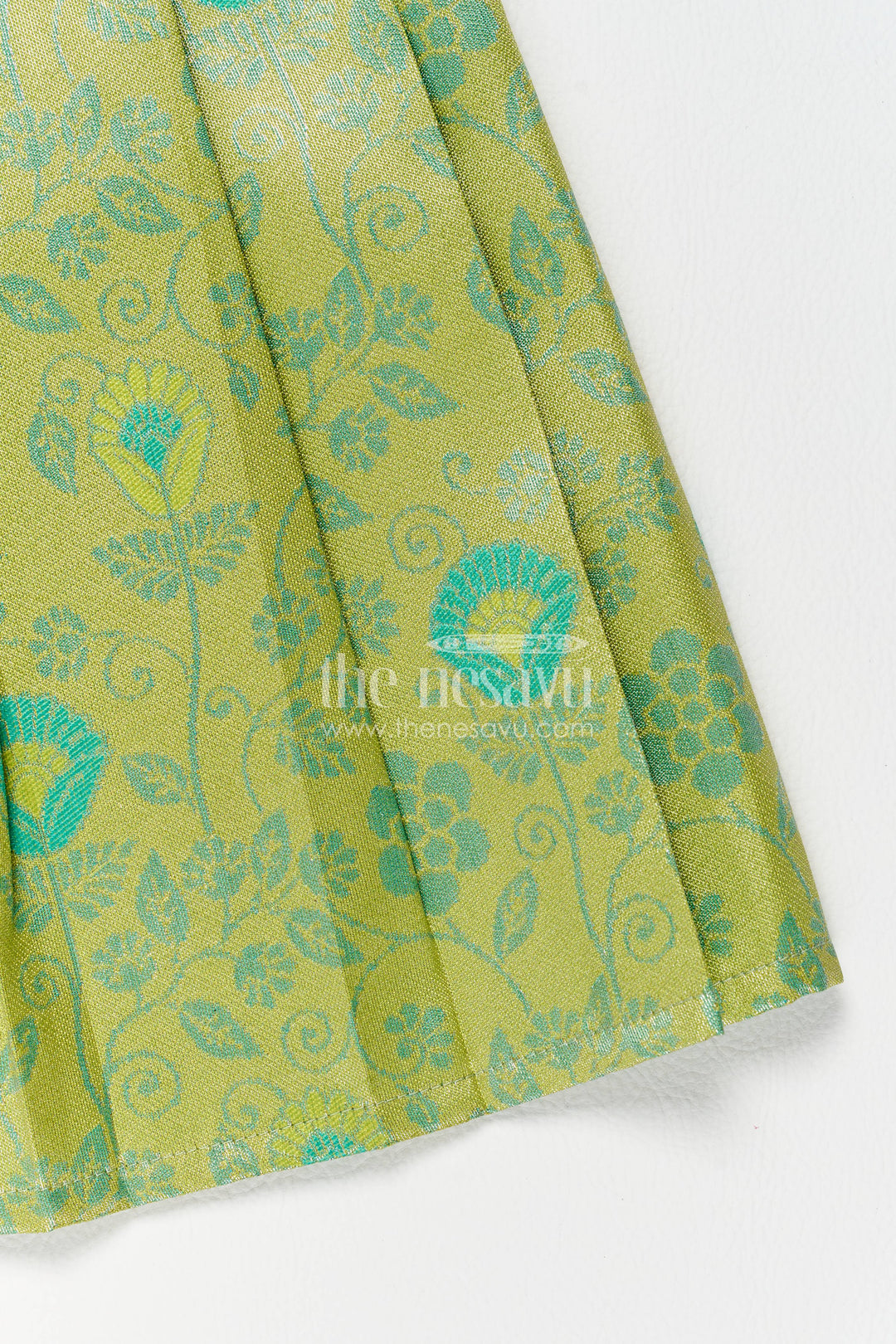 The Nesavu Girls Kanchi Silk Frock Girls Kanchi Silk Frock in Turquoise for Party Memories Nesavu Nesavu Girls Kanchi Silk Frock In Turquoise For Parties And Memorable
