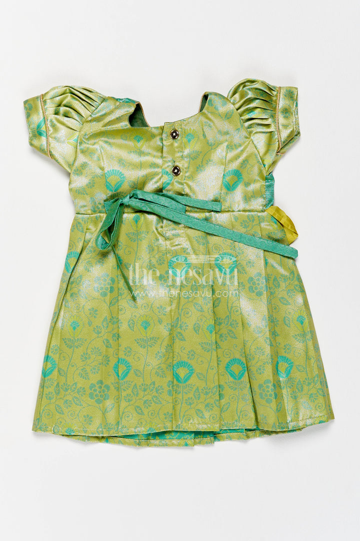 The Nesavu Girls Kanchi Silk Frock Girls Kanchi Silk Frock in Turquoise for Party Memories Nesavu Nesavu Girls Kanchi Silk Frock In Turquoise For Parties And Memorable