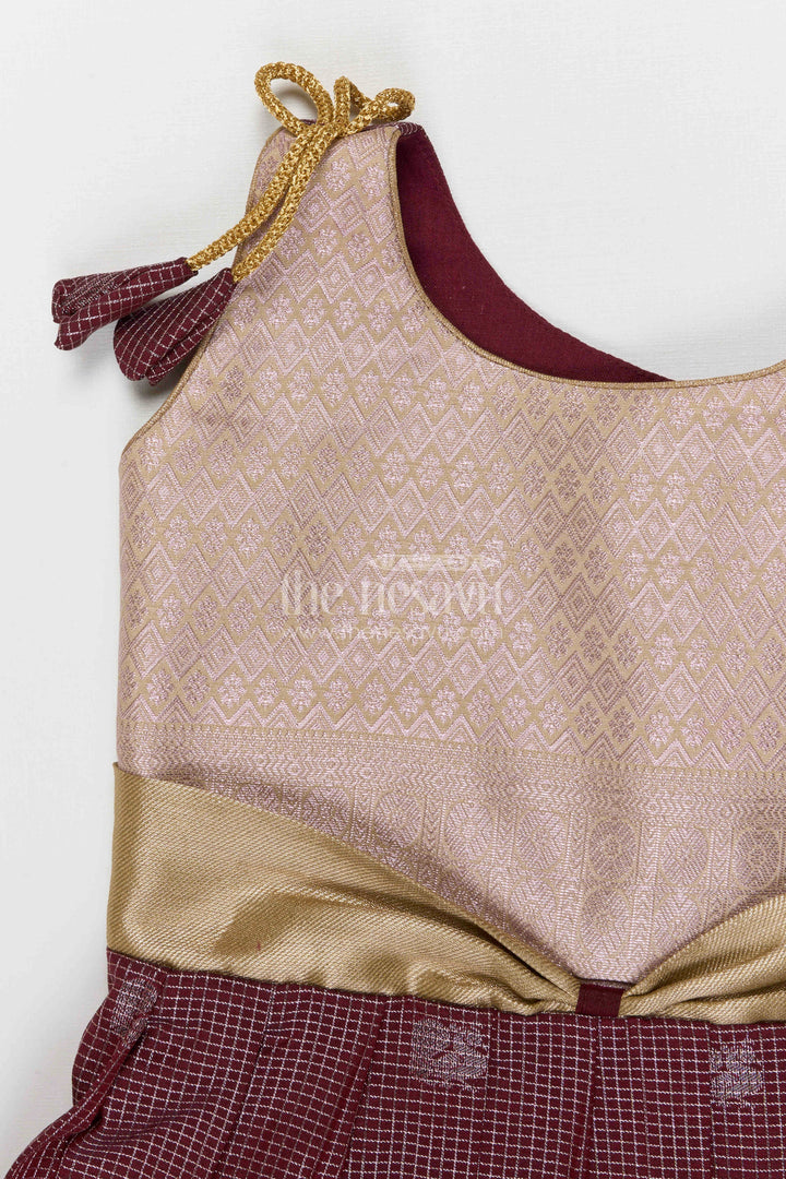 The Nesavu Girls Kanchi Silk Frock Girls Kanchi Silk Frock Weddings and Traditional Events Nesavu Nesavu Girls Kanchi Silk Frock Saree Inspired Design For Weddings And Festive Occasions