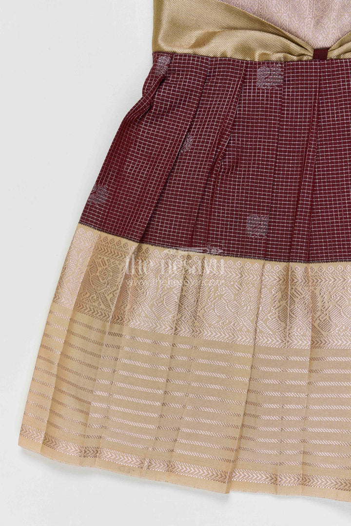 The Nesavu Girls Kanchi Silk Frock Girls Kanchi Silk Frock Weddings and Traditional Events Nesavu Nesavu Girls Kanchi Silk Frock Saree Inspired Design For Weddings And Festive Occasions