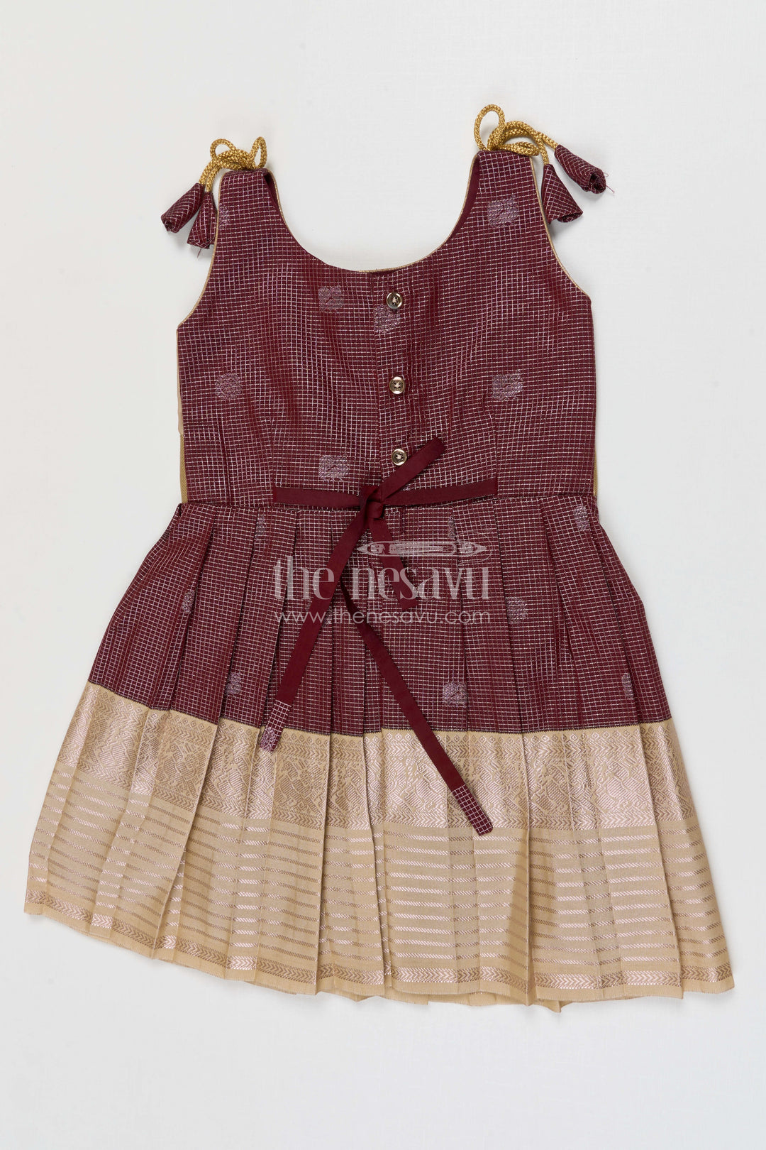 The Nesavu Girls Kanchi Silk Frock Girls Kanchi Silk Frock Weddings and Traditional Events Nesavu Nesavu Girls Kanchi Silk Frock Saree Inspired Design For Weddings And Festive Occasions