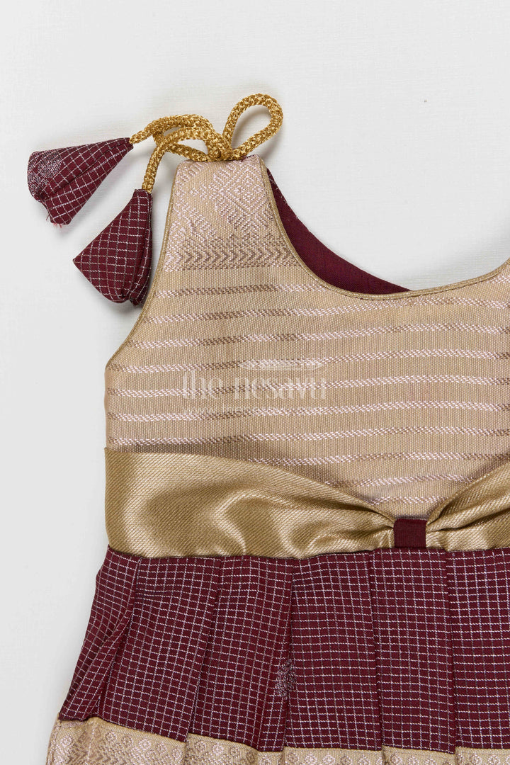 The Nesavu Girls Kanchi Silk Frock Girls Kanchi Silk Frock Weddings and Traditional Events Nesavu Nesavu Girls Kanchi Silk Frock Saree Inspired Design For Weddings And Festive Occasions