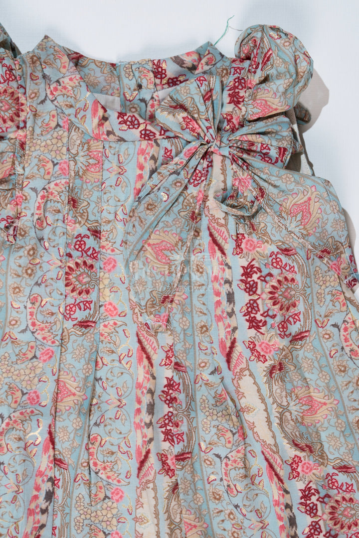 The Nesavu Girls Cotton Frock Girls Latest Frock in Muslin Silk with Intricate Print and Decorative Bow Nesavu Nesavu Girls Latest Frock Muslin Silk Intricate Print Decorative Bow