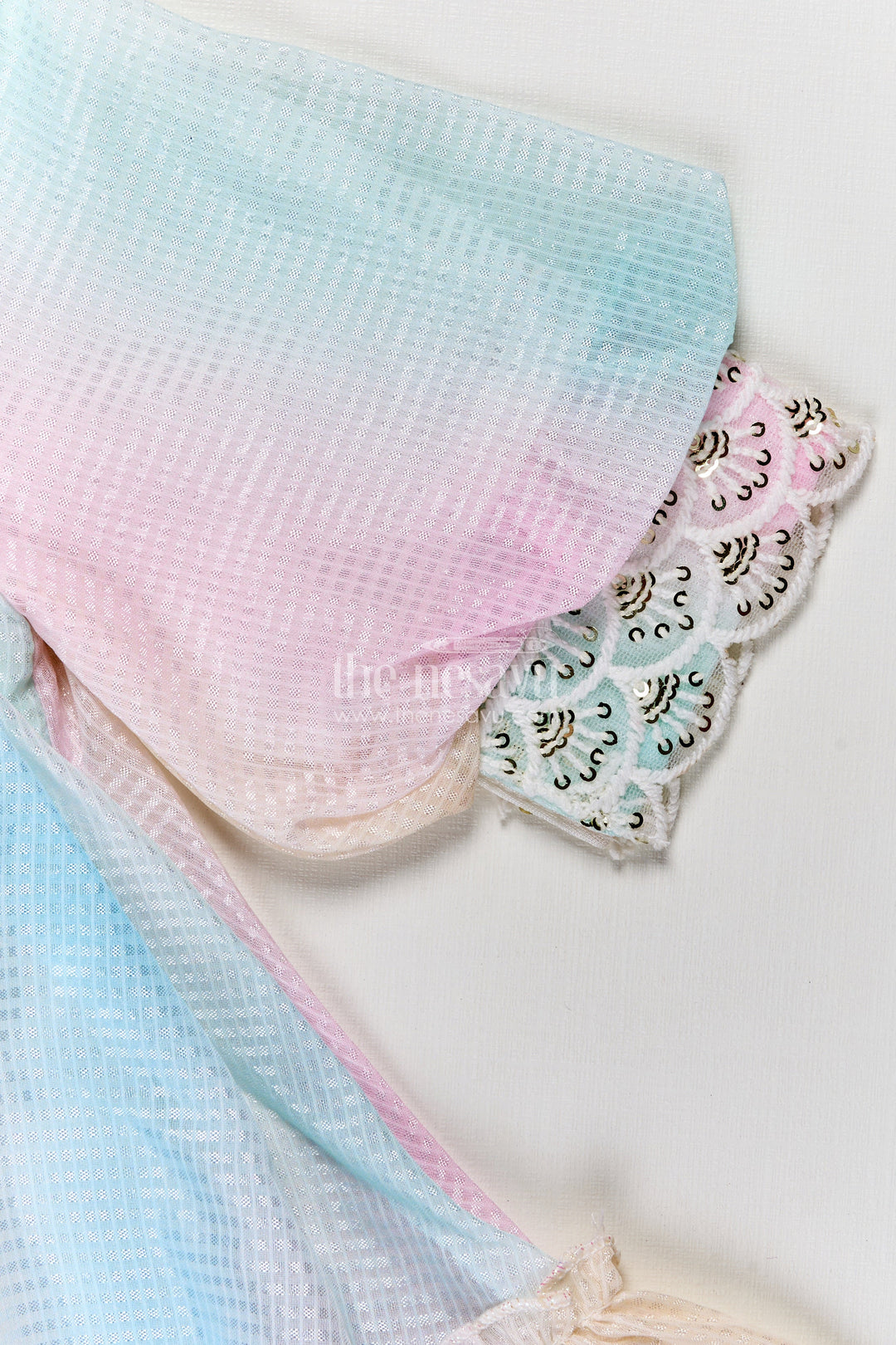 The Nesavu Girls Fancy Frock Girls Latest Organza Long Frocks in Pastel Rainbow Hues with Ruffle Hem and Beaded Collar Nesavu Latest Organza Long Frocks Girls Pastel Rainbow Shades Beaded Collar Ruffles | The Nesavu