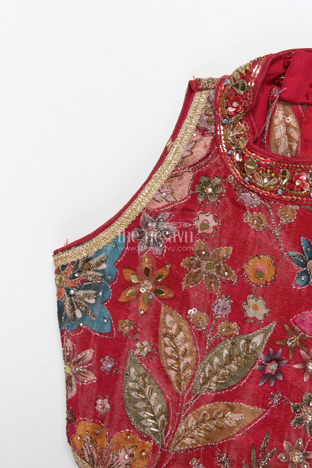 The Nesavu Girls Lehenga Choli Girls Lehenga Choli for Birthday Parties and Ethnic Celebrations Nesavu Nesavu girls lehenga choli kora silk floral embroidery perfect birthdays festive occasions