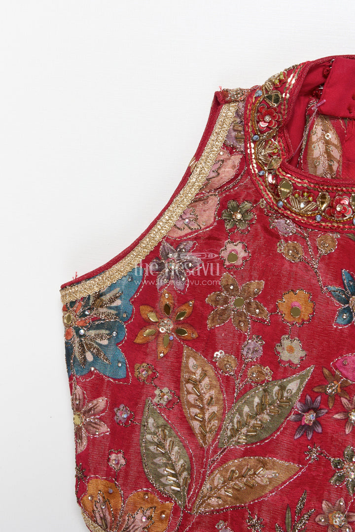 The Nesavu Girls Lehenga Choli Girls Lehenga Choli for Birthday Parties and Ethnic Celebrations Nesavu Nesavu girls lehenga choli kora silk floral embroidery perfect birthdays festive occasions