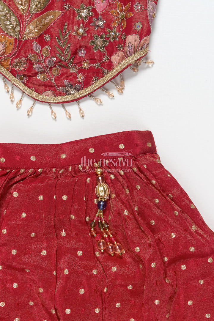 The Nesavu Girls Lehenga Choli Girls Lehenga Choli for Birthday Parties and Ethnic Celebrations Nesavu Nesavu girls lehenga choli kora silk floral embroidery perfect birthdays festive occasions