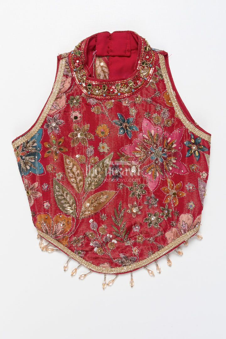 The Nesavu Girls Lehenga Choli Girls Lehenga Choli for Birthday Parties and Ethnic Celebrations Nesavu Nesavu girls lehenga choli kora silk floral embroidery perfect birthdays festive occasions