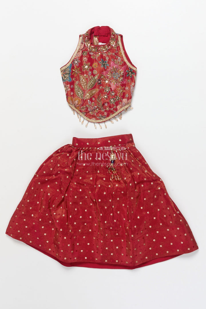 The Nesavu Girls Lehenga Choli Girls Lehenga Choli for Birthday Parties and Ethnic Celebrations Nesavu Nesavu girls lehenga choli kora silk floral embroidery perfect birthdays festive occasions