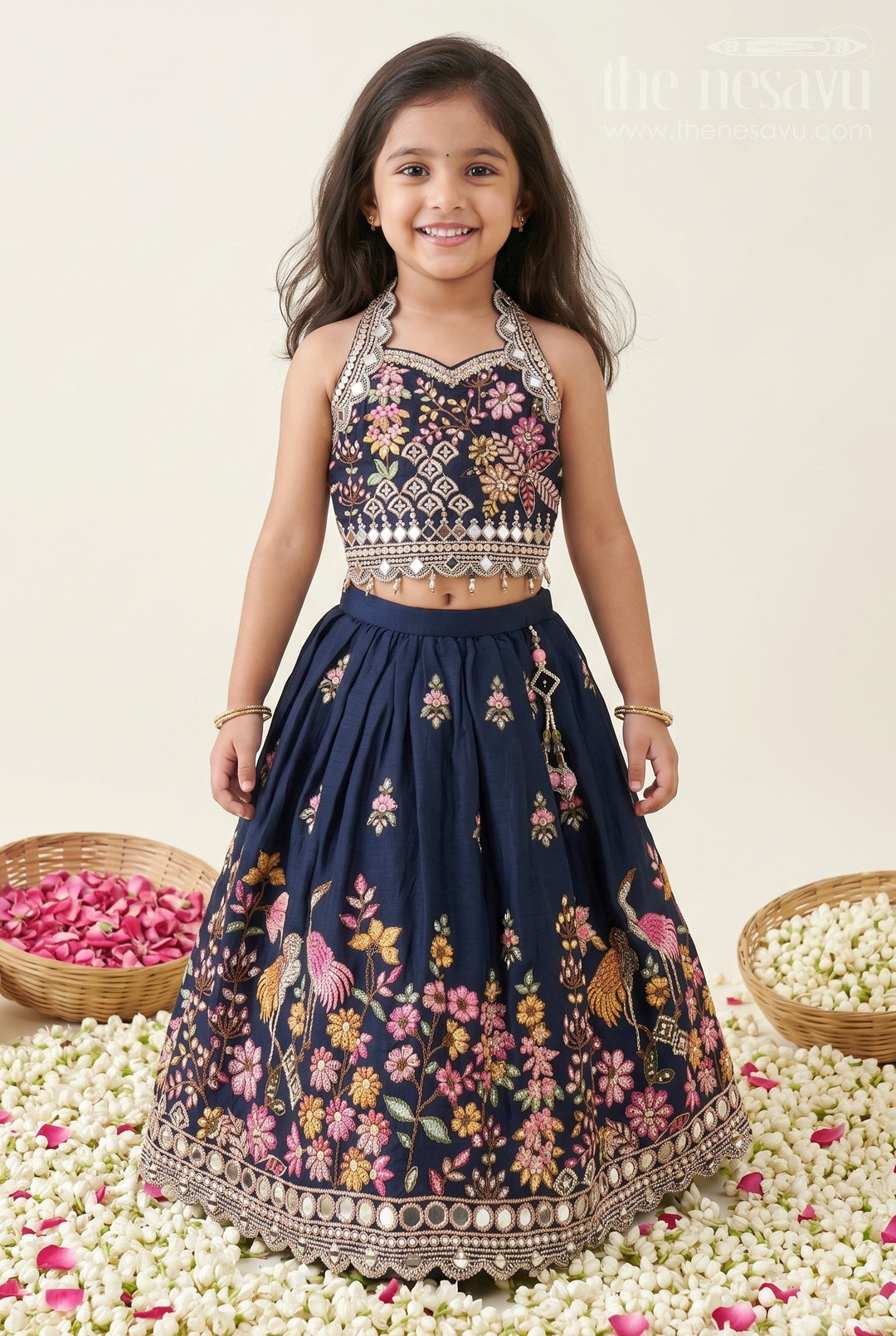 The Nesavu Girls Lehenga Choli Girls Lehenga Choli for Festival and Weddings Ceremony Nesavu 16 (1Y) / Blue / Georgette GL928A-16 Nesavu Girls Lehenga Choli For Weddings Georgette With Designer Embroidery Festive Outfit