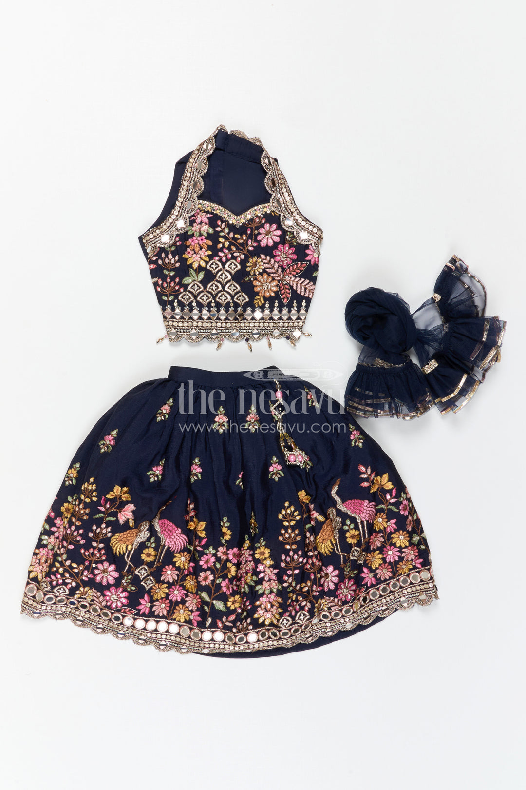 The Nesavu Girls Lehenga Choli Girls Lehenga Choli for Festival and Weddings Ceremony Nesavu Nesavu Girls Lehenga Choli For Weddings Georgette With Designer Embroidery Festive Outfit