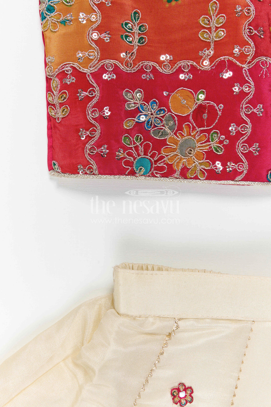 The Nesavu Girls Lehenga Choli Girls Lehenga Choli for Festive Celebrations and Traditional Wear Nesavu Nesavu Girls Lehenga Choli For Festive Celebrations With Textured Viscose Silk And Embroidered Yoke Design