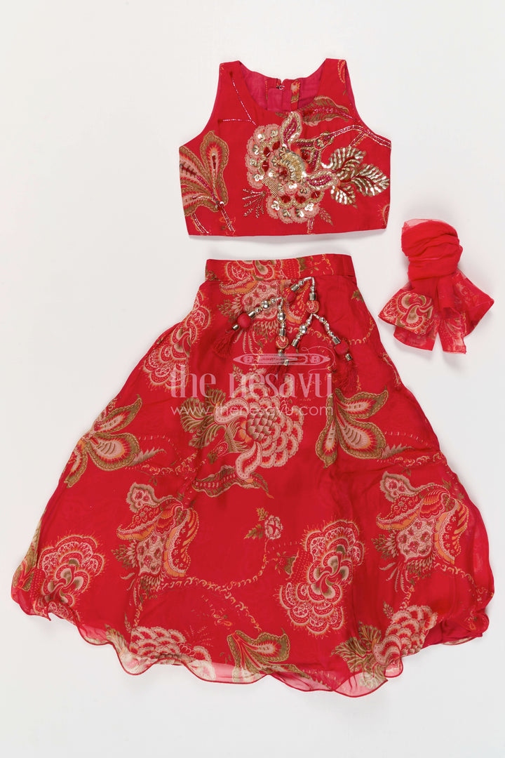 The Nesavu Girls Lehenga Choli Girls Lehenga Choli for Festive Functions and Wedding Events Nesavu Nesavu Girls Lehenga Choli For Festive Functions And Wedding Events With Digital Print And Flared Design