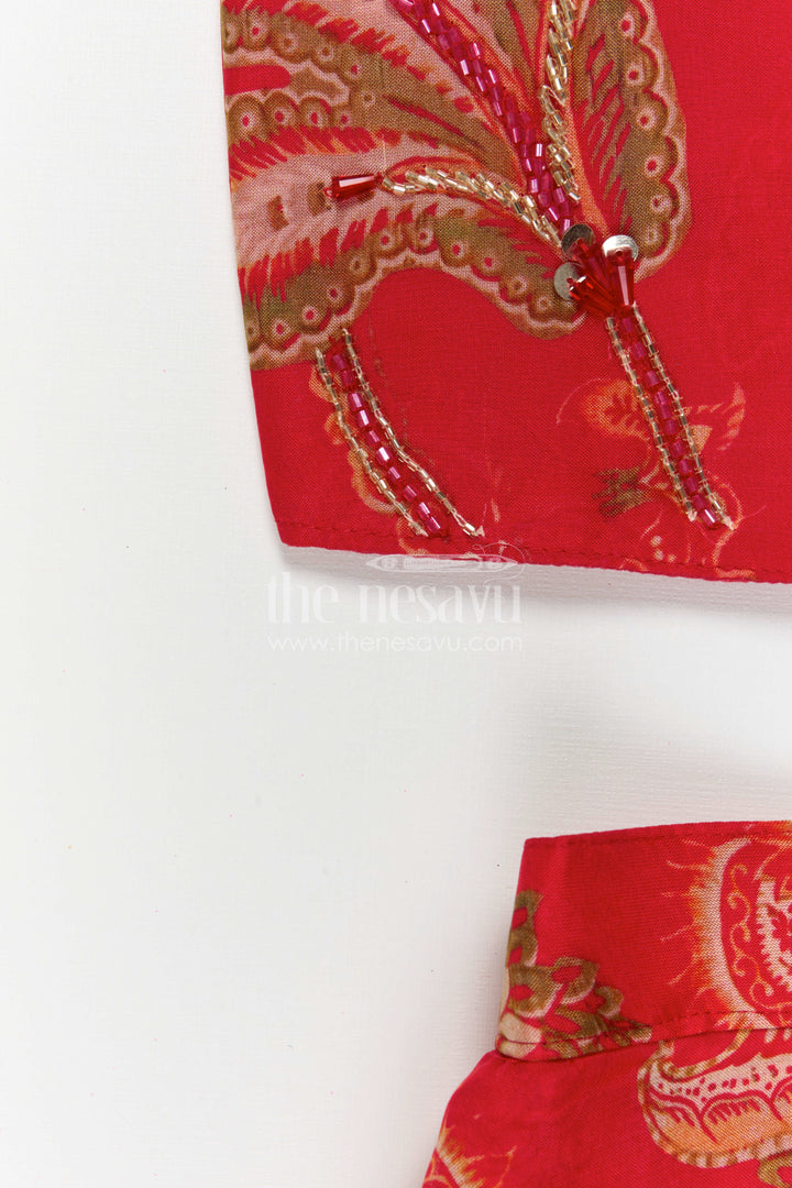 The Nesavu Girls Lehenga Choli Girls Lehenga Choli for Festive Functions and Wedding Events Nesavu Nesavu Girls Lehenga Choli For Festive Functions And Wedding Events With Digital Print And Flared Design