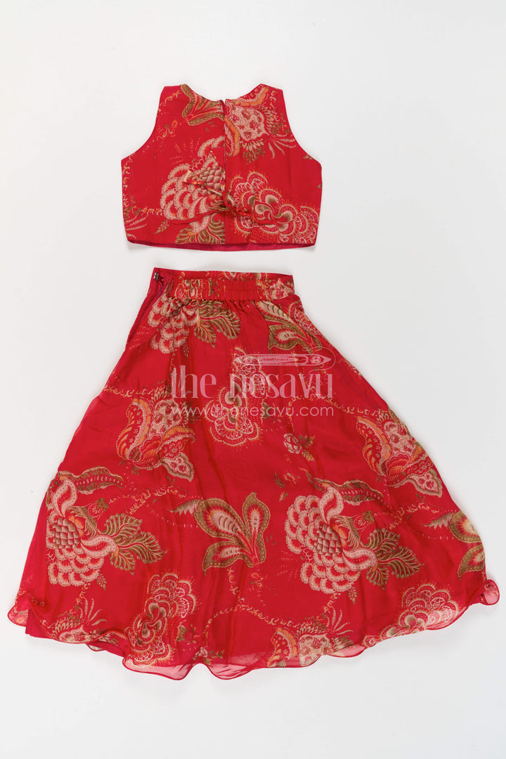 The Nesavu Girls Lehenga Choli Girls Lehenga Choli for Festive Functions and Wedding Events Nesavu Nesavu Girls Lehenga Choli For Festive Functions And Wedding Events With Digital Print And Flared Design