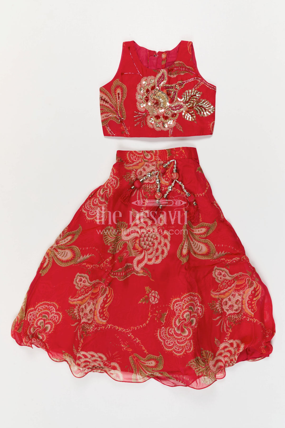 The Nesavu Girls Lehenga Choli Girls Lehenga Choli for Festive Functions and Wedding Events Nesavu Nesavu Girls Lehenga Choli For Festive Functions And Wedding Events With Digital Print And Flared Design