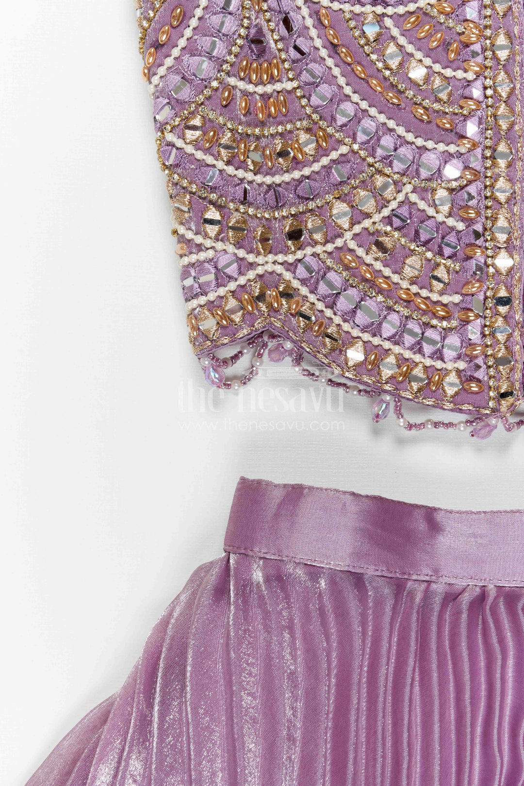 The Nesavu Girls Lehenga Choli Girls Lehenga Choli for Festive Occasions and Temple Visits Nesavu Nesavu Girls Lehenga Choli For Weddings Glaze Organza With Designer Embroidery Yoke Festive Wear