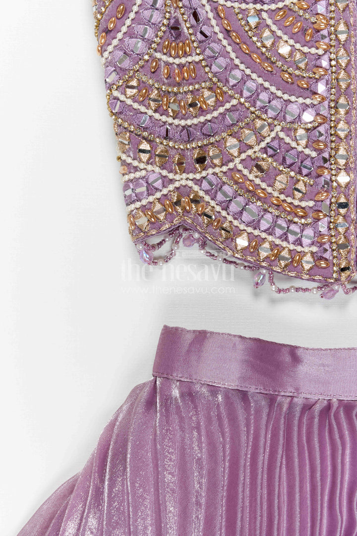 The Nesavu Girls Lehenga Choli Girls Lehenga Choli for Festive Occasions and Temple Visits Nesavu Nesavu Girls Lehenga Choli For Weddings Glaze Organza With Designer Embroidery Yoke Festive Wear
