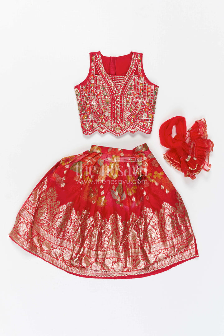 The Nesavu Girls Lehenga Choli Girls Lehenga Choli for Festive Wear and Traditional Occasions Nesavu Nesavu Girls Lehenga Choli Georgette With Designer Embroidery Yoke For Festive And Traditional Wear