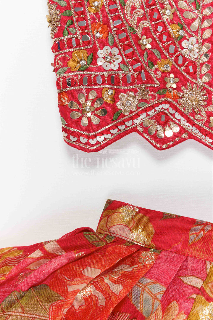 The Nesavu Girls Lehenga Choli Girls Lehenga Choli for Festive Wear and Traditional Occasions Nesavu Nesavu Girls Lehenga Choli Georgette With Designer Embroidery Yoke For Festive And Traditional Wear