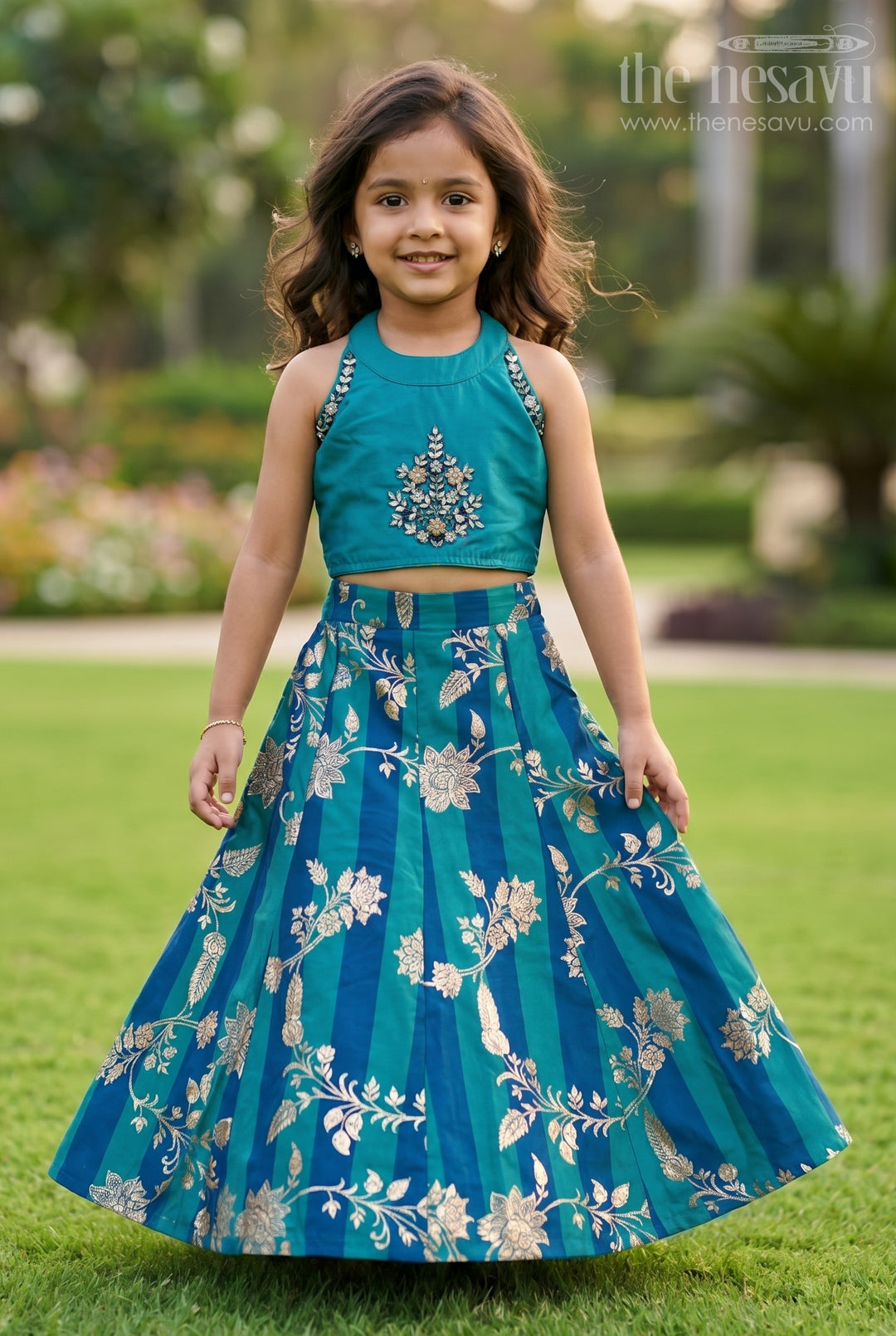 The Nesavu Girls Lehenga Choli Girls Lehenga Choli for Festive Weddings and Dance Events Nesavu 16 (1Y) / Blue / Viscose Silk GL936A-16 Nesavu Girls Lehenga Choli For Festive Weddings Dance Performances And Traditional Celebrations