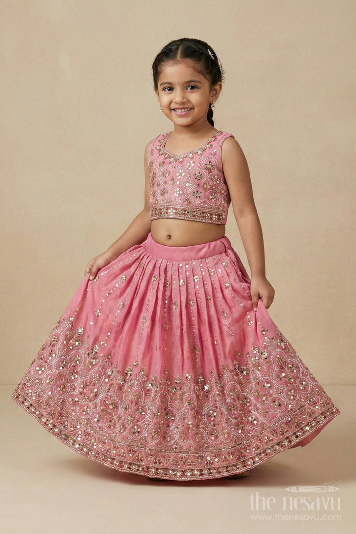 The Nesavu Girls Lehenga Choli Girls Lehenga Choli for Festive Weddings and Stage Events Nesavu Nesavu girls lehenga choli for weddings and festive celebrations with designer embroidery