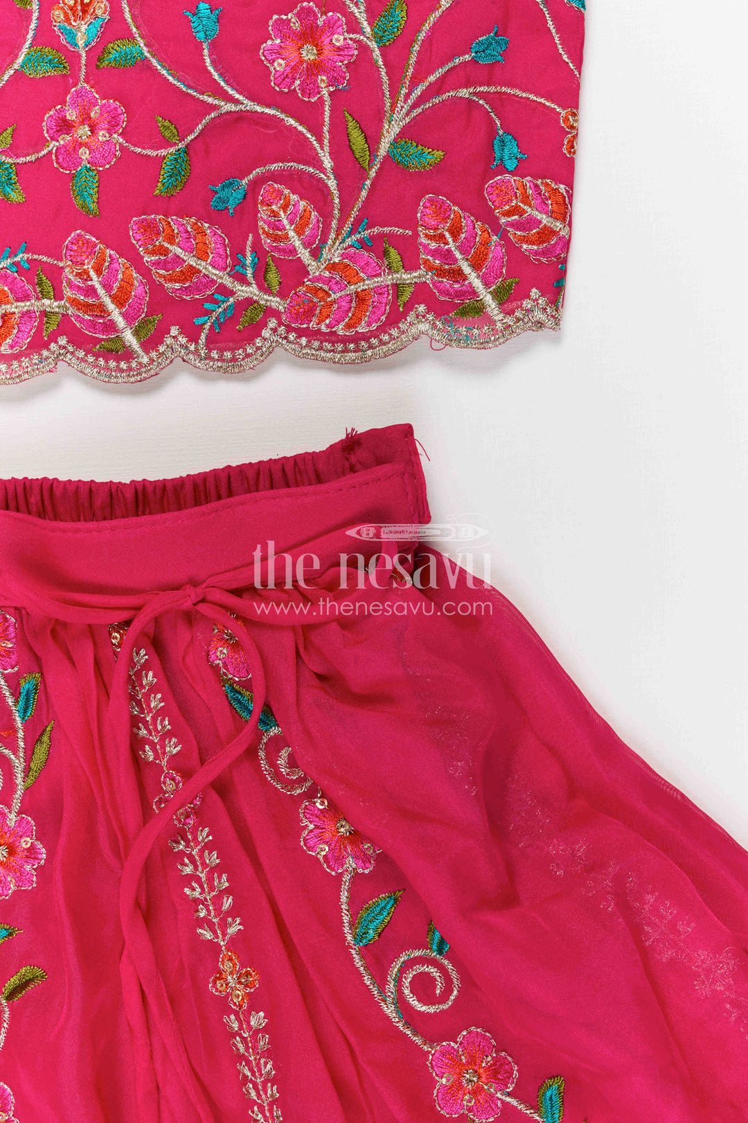 The Nesavu Girls Lehenga Choli Girls Lehenga Choli for Wedding Celebrations and Festive Occasions Nesavu Nesavu Girls Viscose Silk Lehenga Choli With Designer Embroidery For Weddings And Festive Celebrations