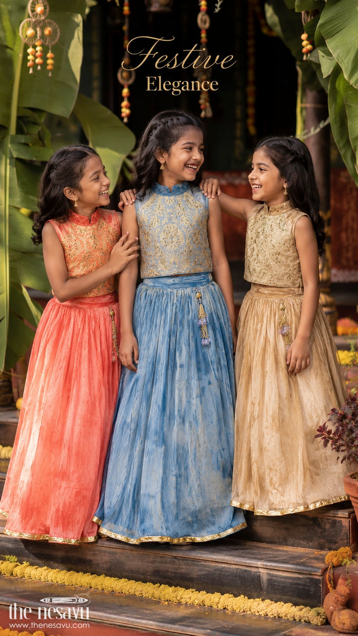 The Nesavu Girls Lehenga Choli Girls Lehenga Choli for Wedding Receptions and Festive Evenings Nesavu Nesavu Girls Lehenga Choli For Receptions And Festive Celebrations With Embroidered Designer Yoke
