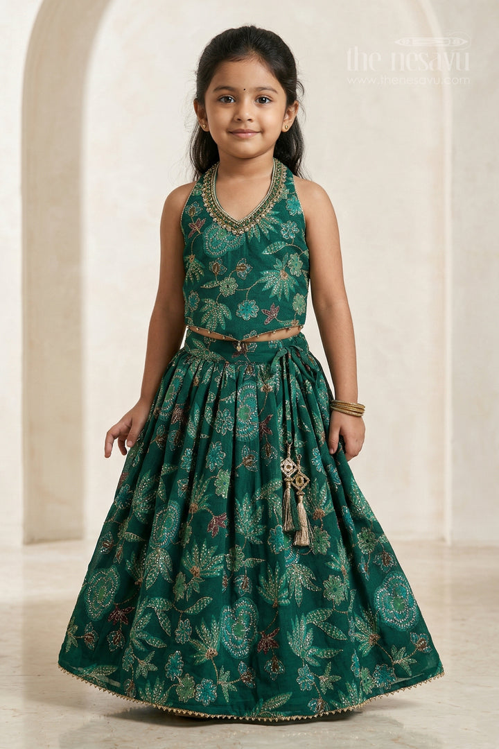 The Nesavu Girls Lehenga Choli Girls Lehenga Choli for Weddings and Festival Celebrations Nesavu 16 (1Y) / Green / Georgette GL877A-16 Nesavu girls georgette embroidered lehenga choli for weddings festive celebrations and special occasions