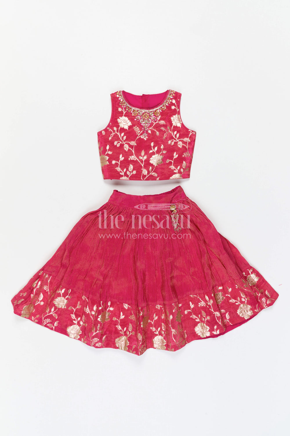 The Nesavu Girls Lehenga Choli Girls Lehenga Choli for Weddings and Festival Family Celebrations Nesavu Nesavu Girls Lehenga Choli With Embroidered Yoke For Weddings And Festive Celebrations