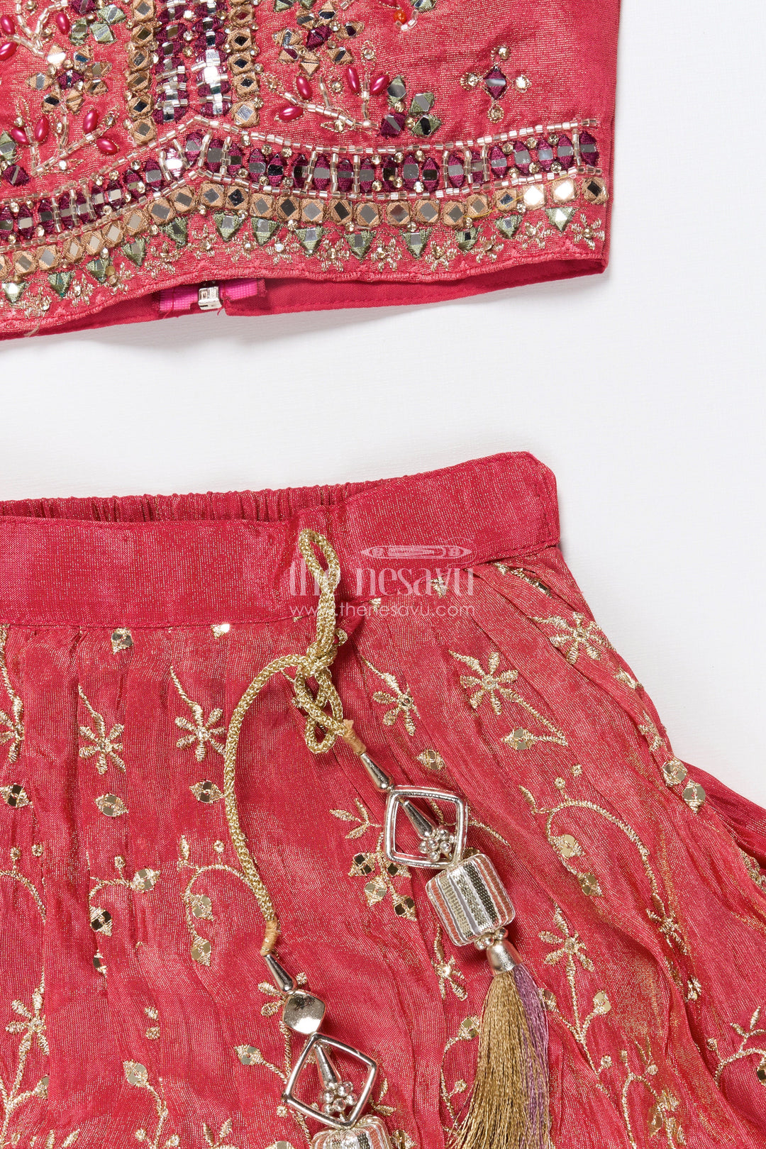 The Nesavu Girls Lehenga Choli Girls Lehenga Choli for Weddings and Festive Celebrations Nesavu Nesavu designer lehenga choli girls mirror embroidery weddings festive occasions