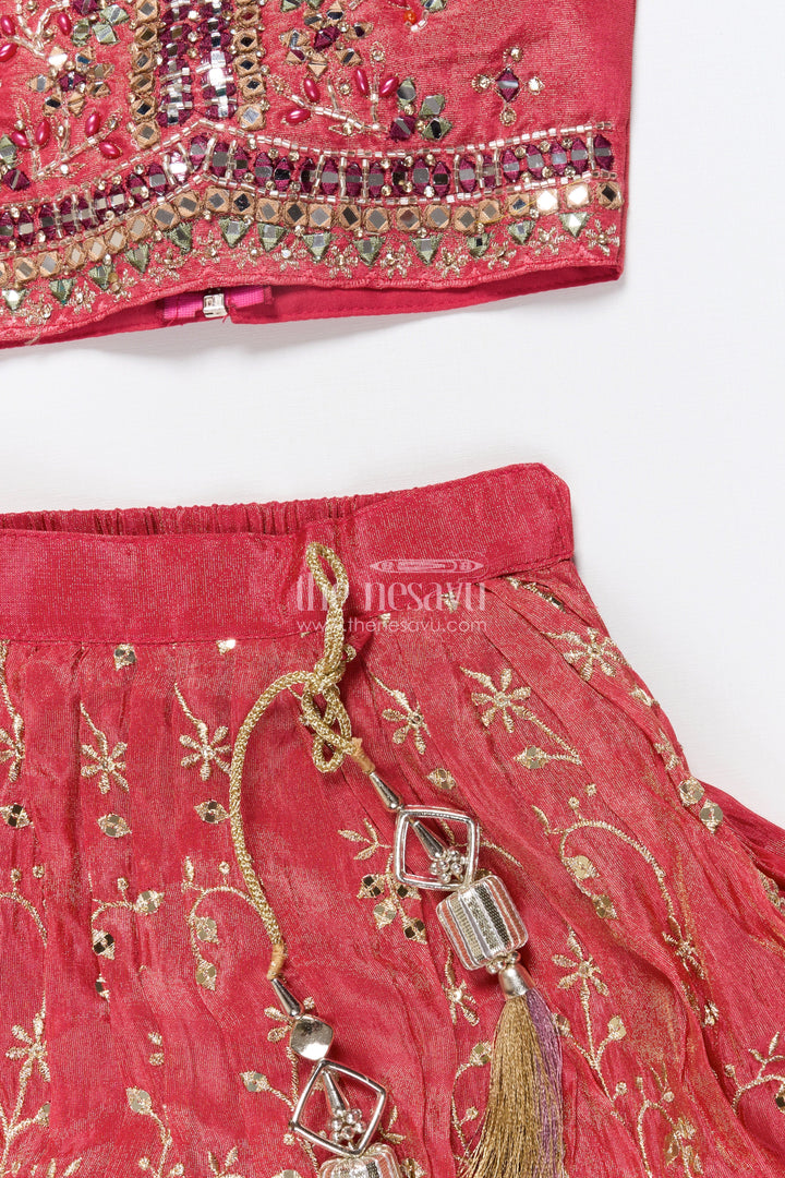 The Nesavu Girls Lehenga Choli Girls Lehenga Choli for Weddings and Festive Celebrations Nesavu Nesavu designer lehenga choli girls mirror embroidery weddings festive occasions
