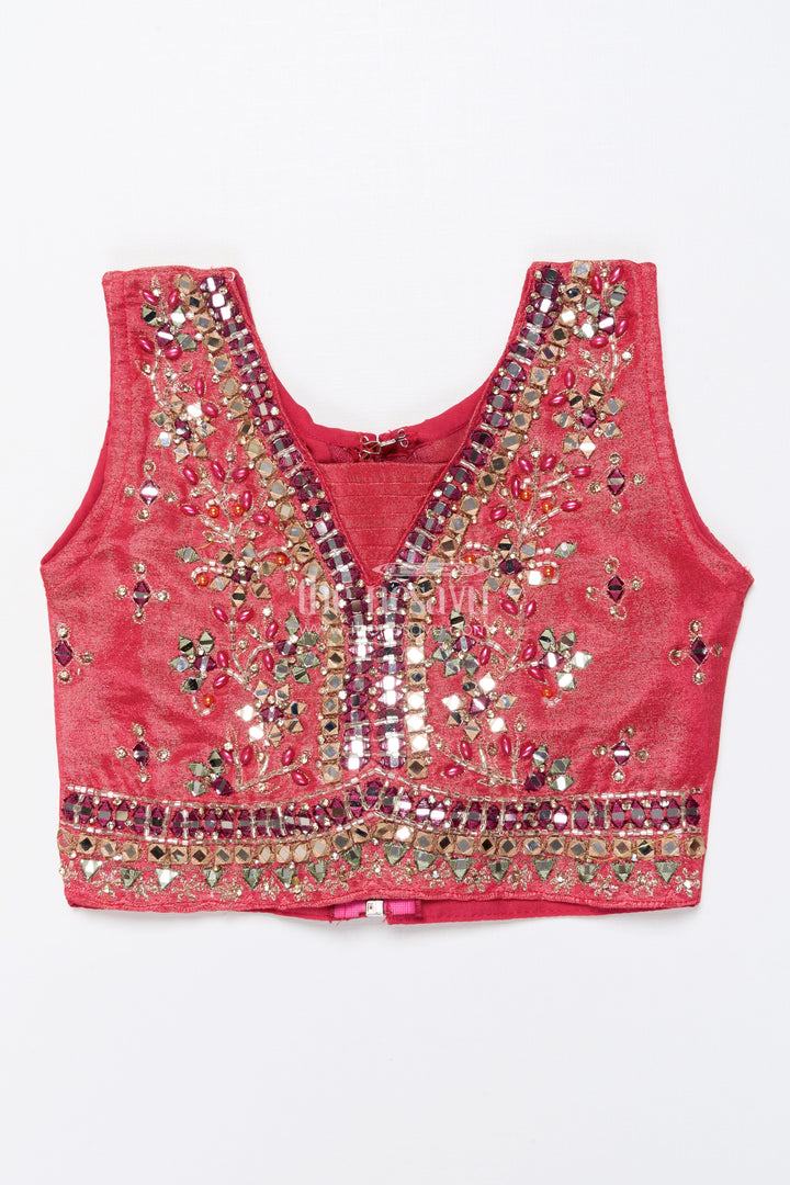 The Nesavu Girls Lehenga Choli Girls Lehenga Choli for Weddings and Festive Celebrations Nesavu Nesavu designer lehenga choli girls mirror embroidery weddings festive occasions