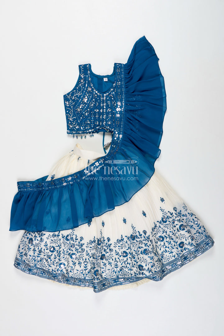 The Nesavu Girls Lehenga Choli Girls Lehenga Choli for Weddings and Festive Family Events Nesavu Nesavu Girls Lehenga Choli Wedding Wear Embroidered Georgette Festive Outfit Kids