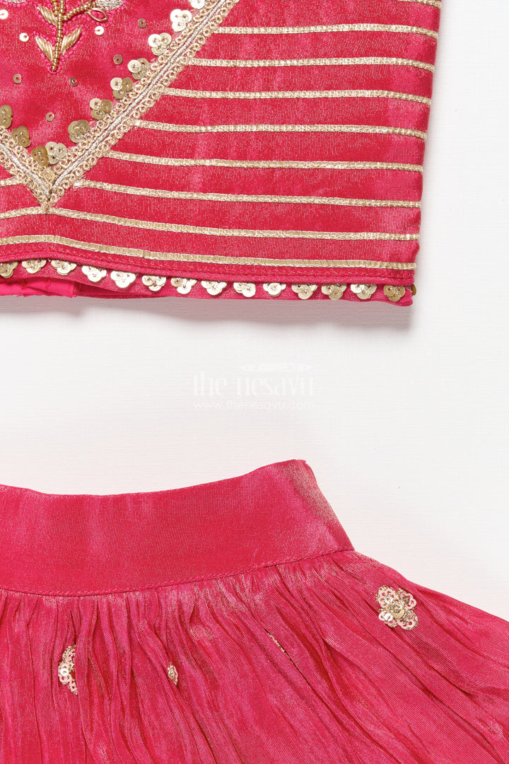 The Nesavu Girls Ethnic Lehenga Girls Lehenga Choli for Weddings and Festive Family Occasions Nesavu Nesavu shimmer silk lehenga choli girls embroidery perfect weddings cultural celebrations