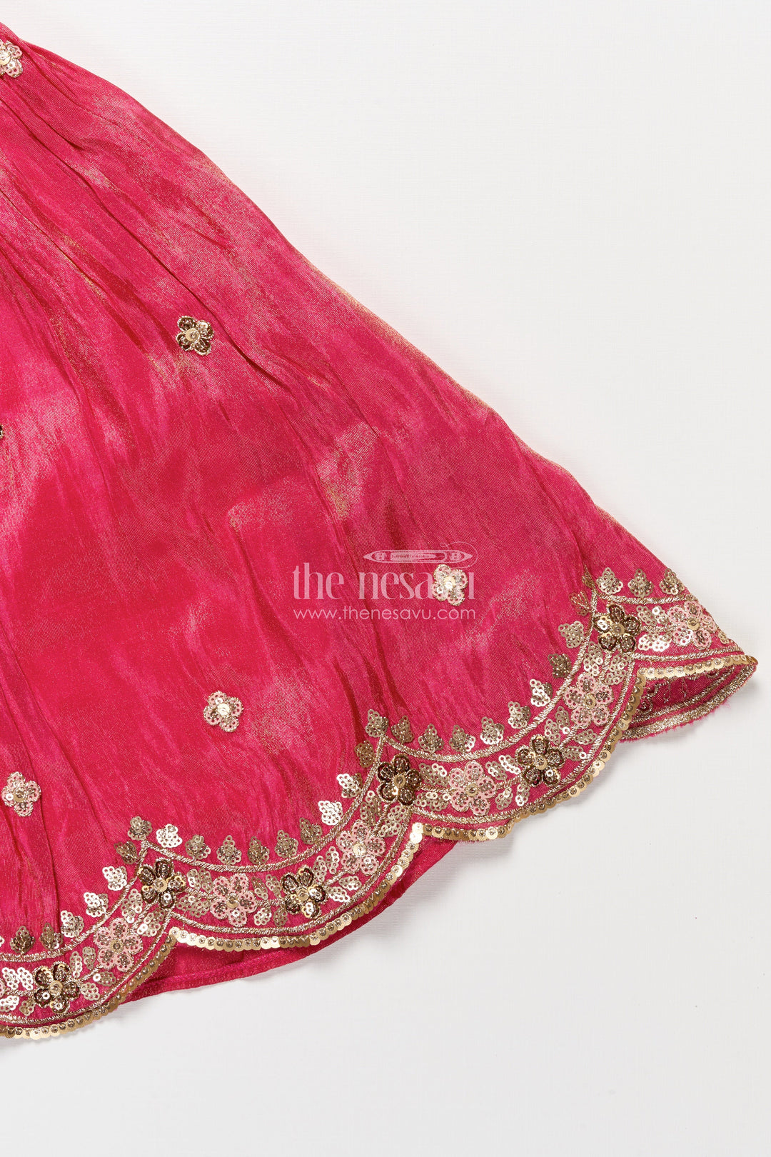 The Nesavu Girls Ethnic Lehenga Girls Lehenga Choli for Weddings and Festive Family Occasions Nesavu Nesavu shimmer silk lehenga choli girls embroidery perfect weddings cultural celebrations