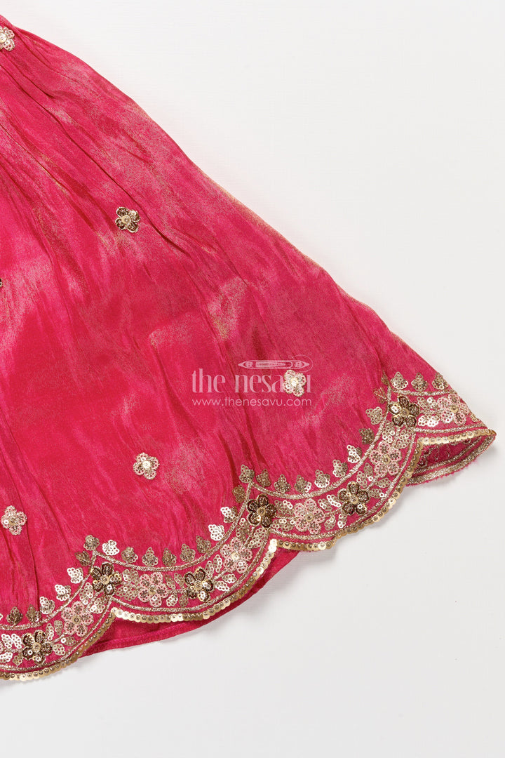 The Nesavu Girls Ethnic Lehenga Girls Lehenga Choli for Weddings and Festive Family Occasions Nesavu Nesavu shimmer silk lehenga choli girls embroidery perfect weddings cultural celebrations