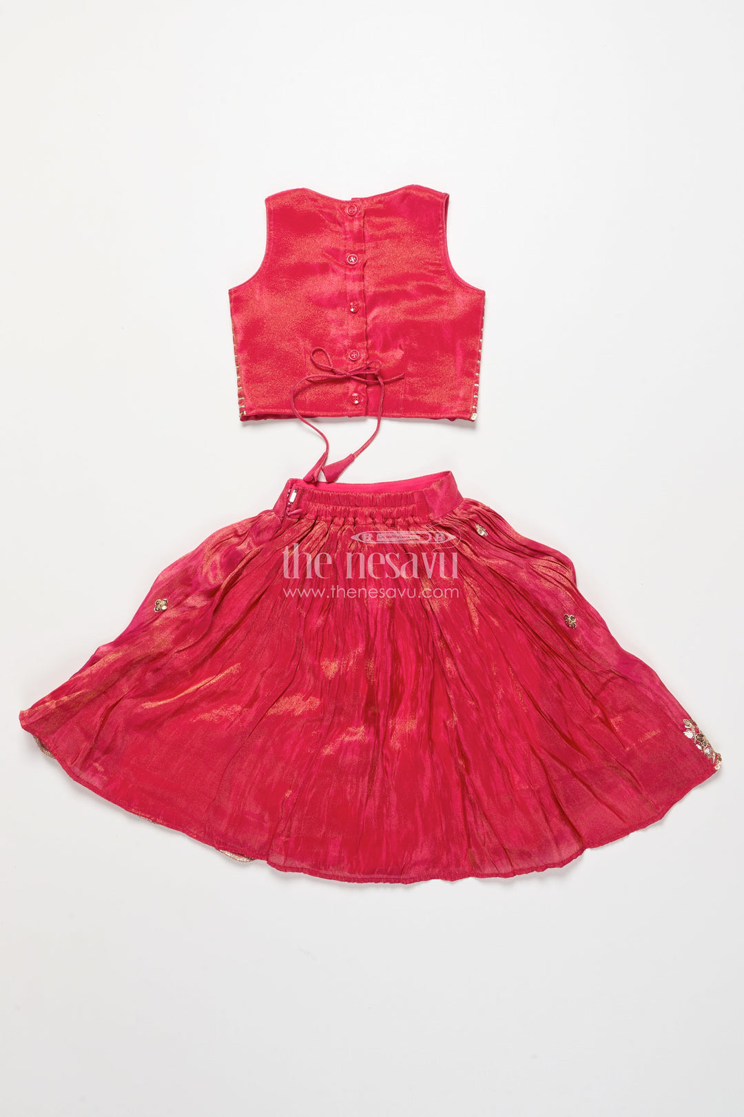 The Nesavu Girls Ethnic Lehenga Girls Lehenga Choli for Weddings and Festive Family Occasions Nesavu Nesavu shimmer silk lehenga choli girls embroidery perfect weddings cultural celebrations