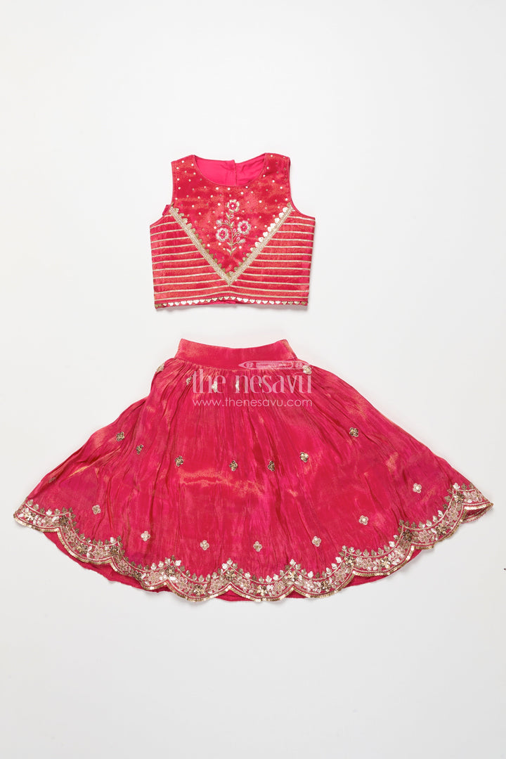 The Nesavu Girls Ethnic Lehenga Girls Lehenga Choli for Weddings and Festive Family Occasions Nesavu Nesavu shimmer silk lehenga choli girls embroidery perfect weddings cultural celebrations