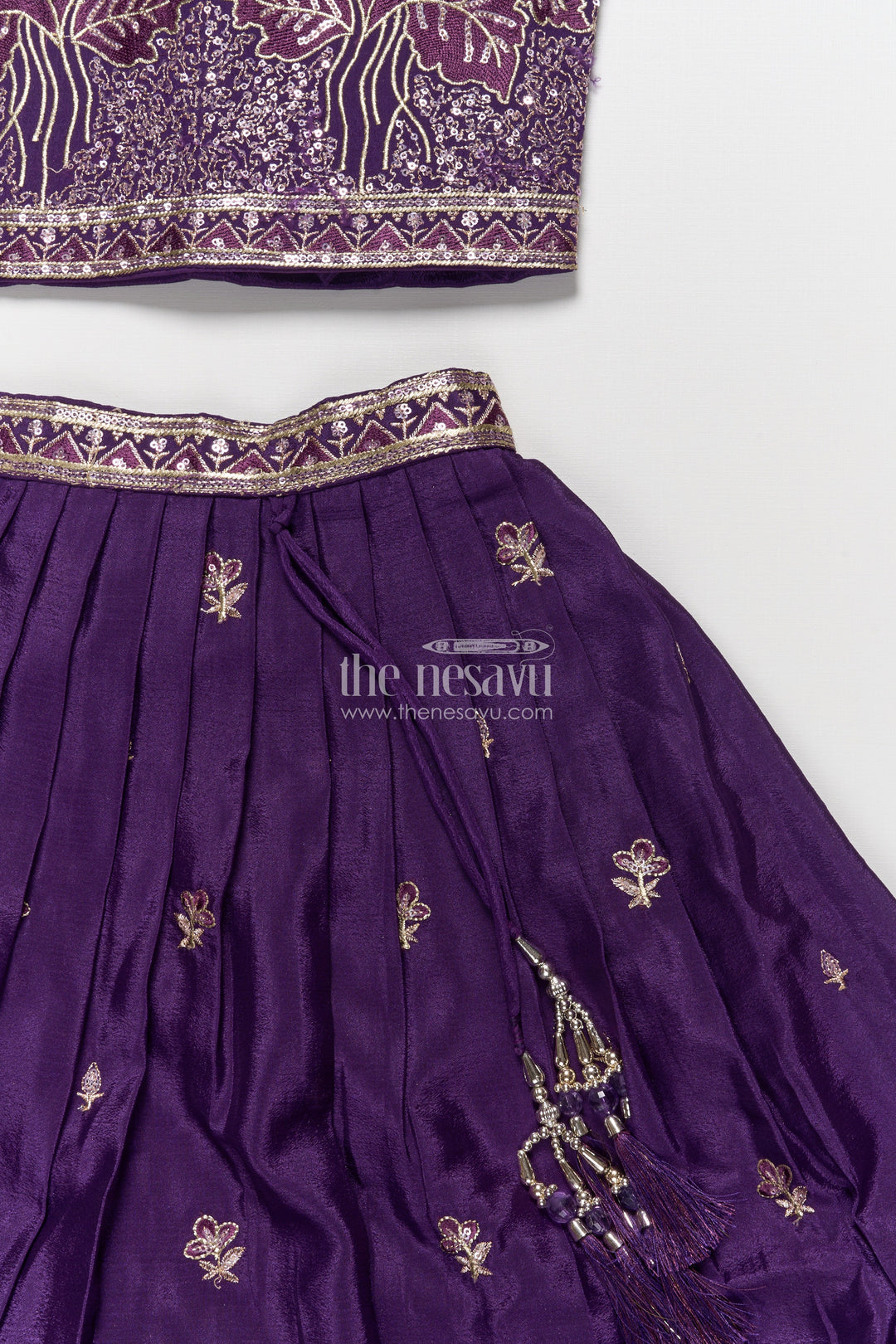 The Nesavu Girls Lehenga Choli Girls Lehenga Choli for Weddings and Festive Photoshoots Nesavu Nesavu girls lehenga choli viscose silk embroidery perfect weddings traditional functions