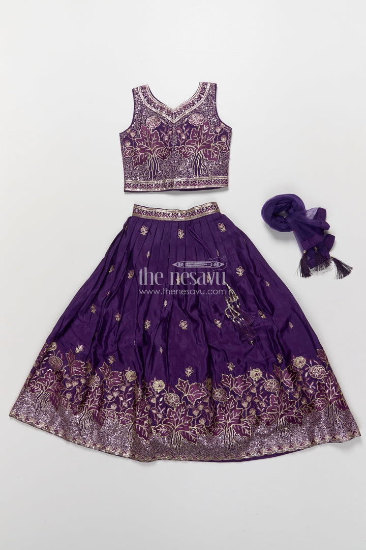The Nesavu Girls Lehenga Choli Girls Lehenga Choli for Weddings and Festive Photoshoots Nesavu Nesavu girls lehenga choli viscose silk embroidery perfect weddings traditional functions