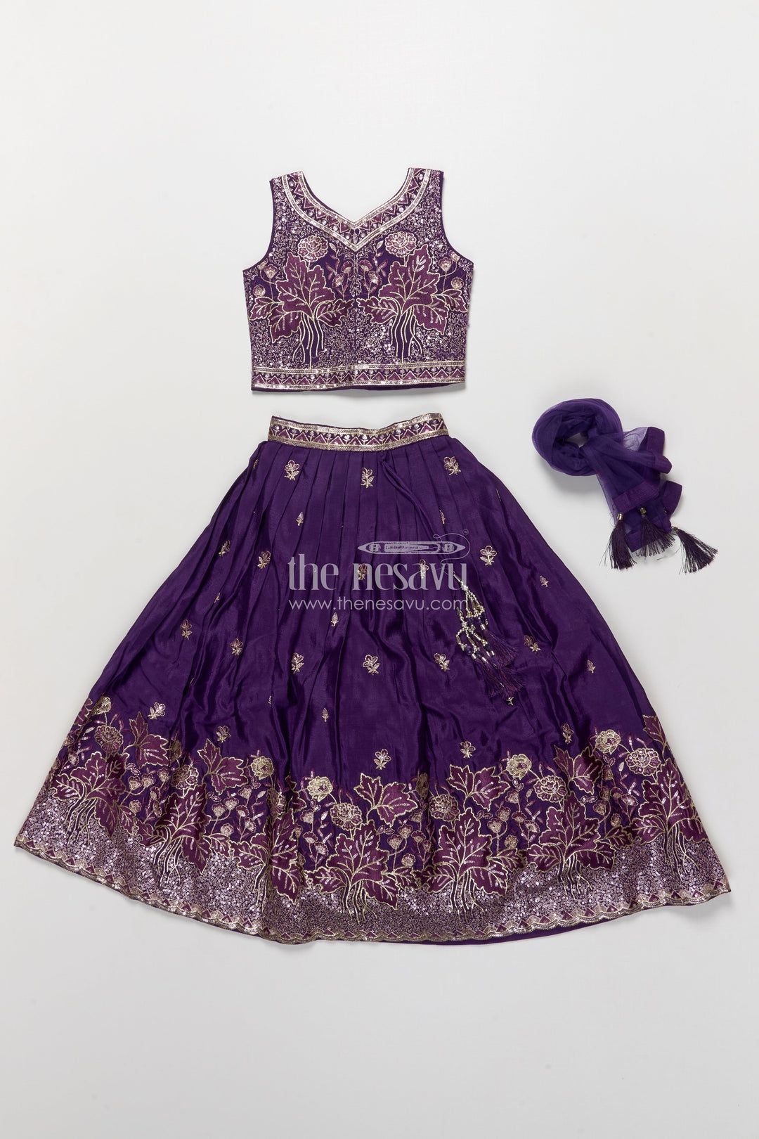 The Nesavu Girls Lehenga Choli Girls Lehenga Choli for Weddings and Festive Photoshoots Nesavu Nesavu girls lehenga choli viscose silk embroidery perfect weddings traditional functions