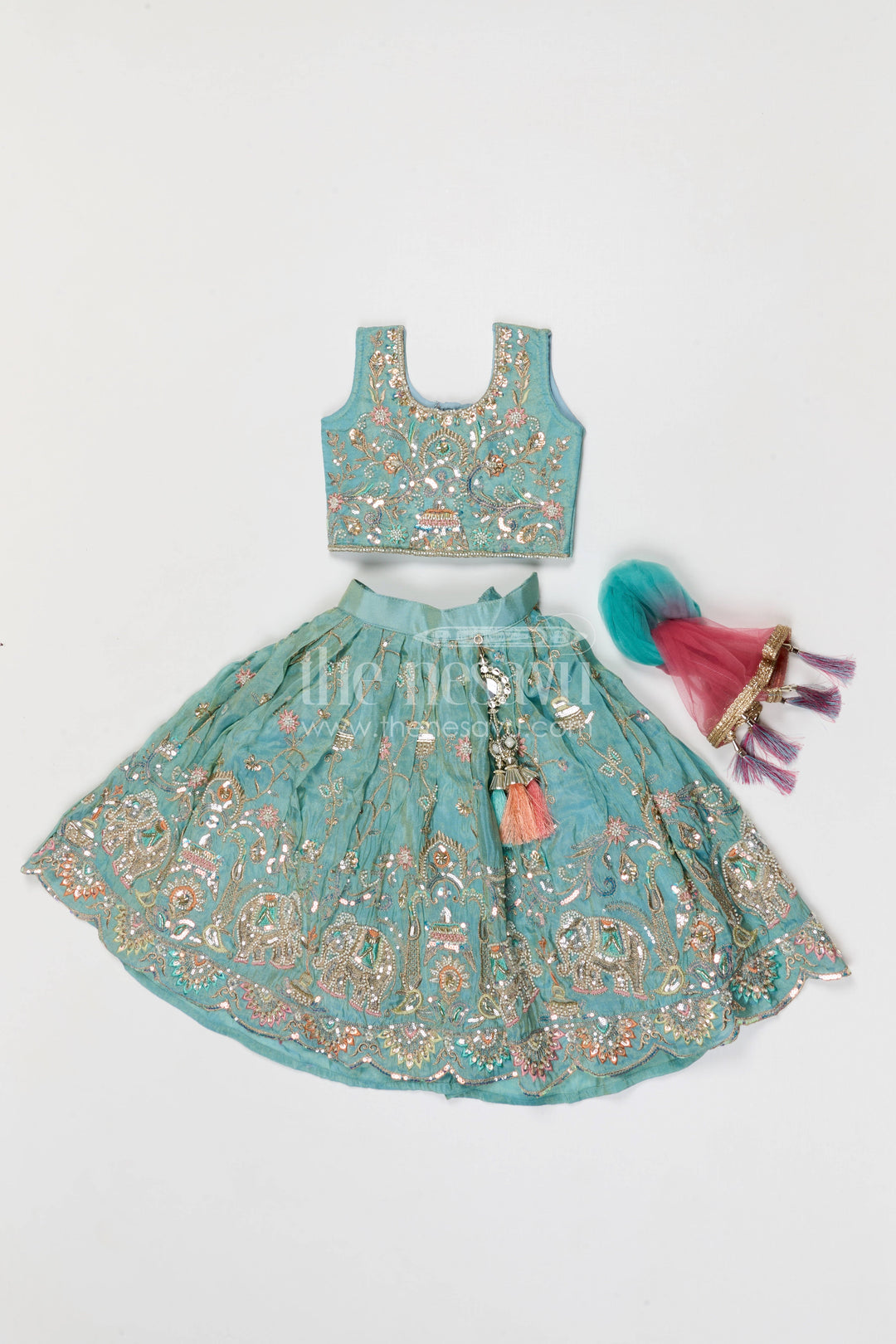 The Nesavu Girls Lehenga Choli Girls Lehenga Choli for Weddings and Function Nesavu Nesavu girls festive lehenga choli for weddings and celebrations viscose silk outfit with designer embroidery